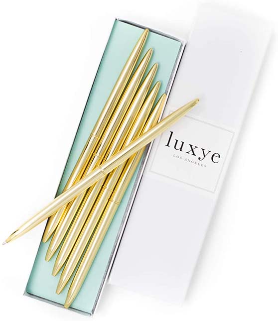 6-PIECE SET OF ITALIAN BLACK INK GOLD PENS Amazon Home Office