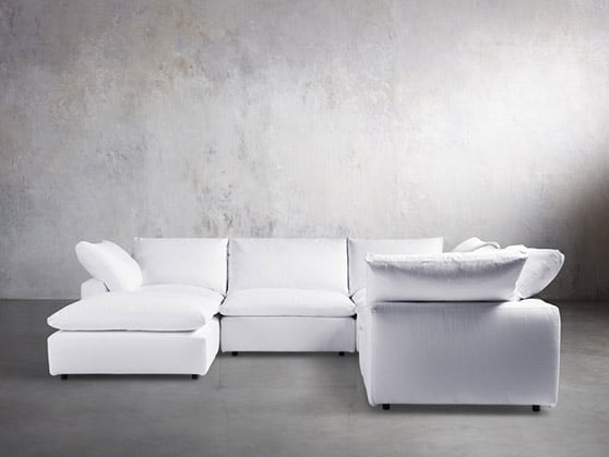 Arhaus tahoe slipcovered six piece sectional delilah optic white neutral living room furniture sectionals