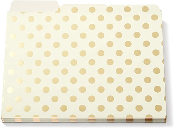 Kate Spade Gold Foil Dots File Folders set of 6 Amazon Home Office Essentials Trend
