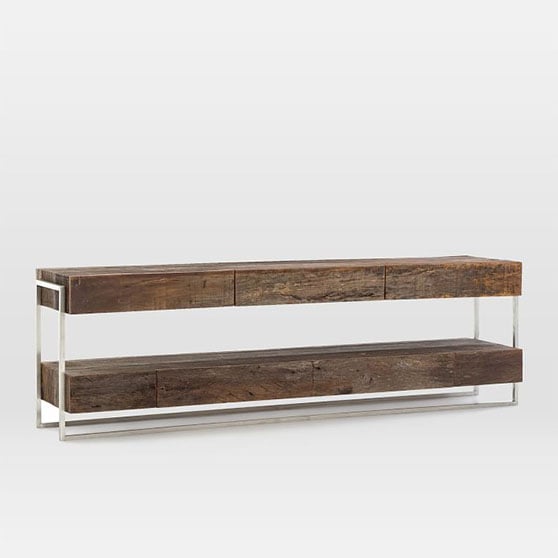 West Elm Modern Reclaimed Wood & Metal Media Console rustic media consoles