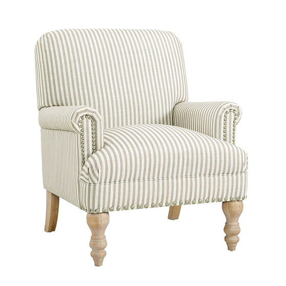 Birch Lane Bashir Accent Chair Beige White Stripes classic upholstered Armchairs