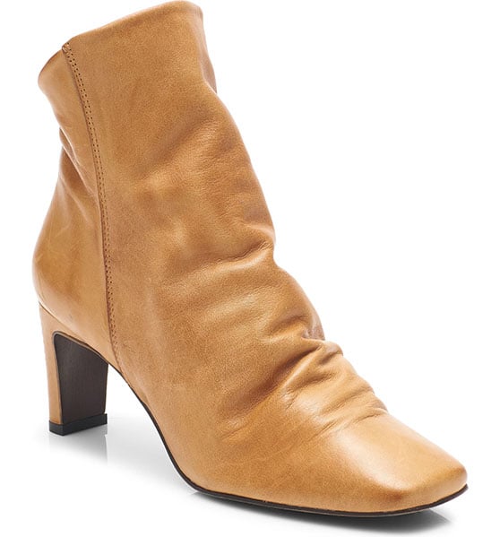 Free People Cybill Slouch Bootie Tan Leather square toe ankle booties women fashion trend fall winter 2020 2021