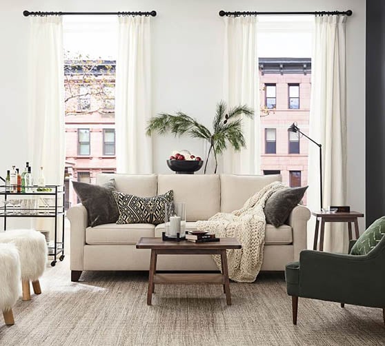 Pottery Barn Reyes Upholstered Armchair classic upholstered armchairs living room furniture