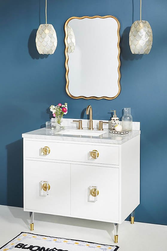 Tracey Boyd Anthropologie Lacquered Regency Single Bathroom Vanity Brass