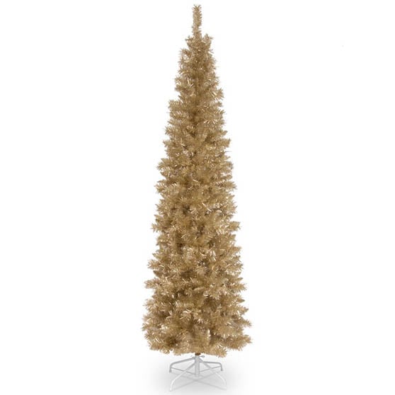 House of Hampton Tinsel Trees 7' Champagne Gold Pine Artificial Christmas Tree gold christmas trees