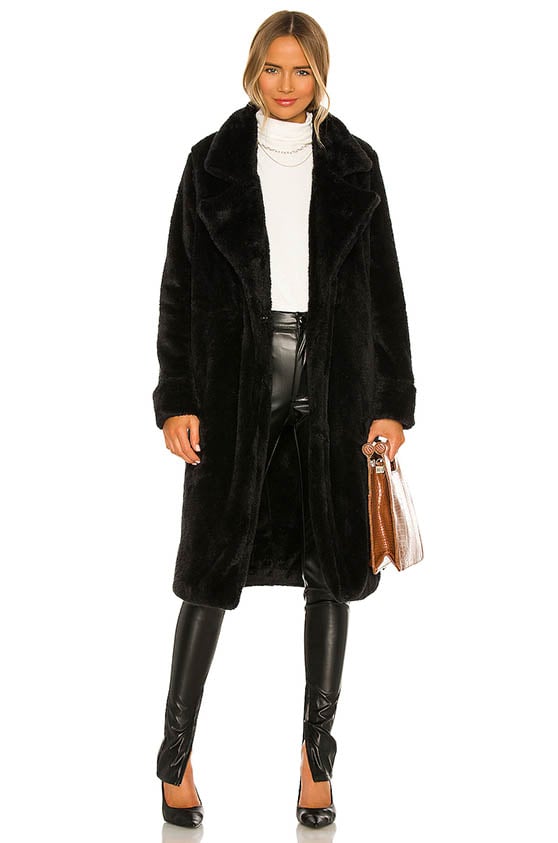 Lovers + Friends Teddy Fur Coat Black fall winter fashion