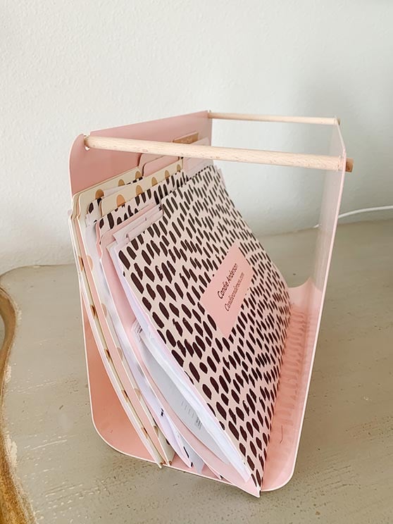 Lifestyle expert, journalist and blogger Candie Anderson's Kelly light pink file organizer from Anthropologie is 30% off during the Black Friday Sale.