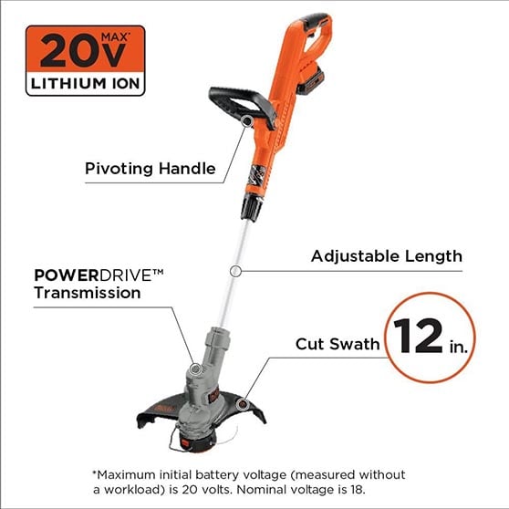 BLACK+DECKER 20V MAX String Trimmer, 12-Inch (LST300) weed eater amazon garden post