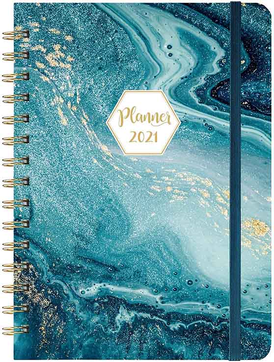 Journaltastic Store 2021 Weekly and Monthly Planner Turquoise Gold planners agendas
