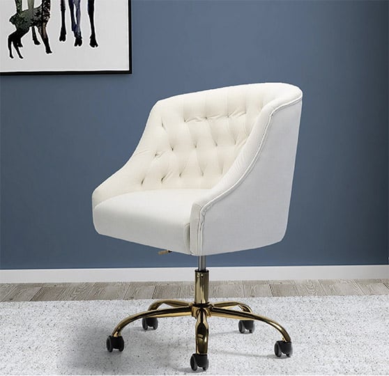 Jayden Creation Lydia Ivory Velvet Tufted Desk Chair Ivory upholstered office chairs