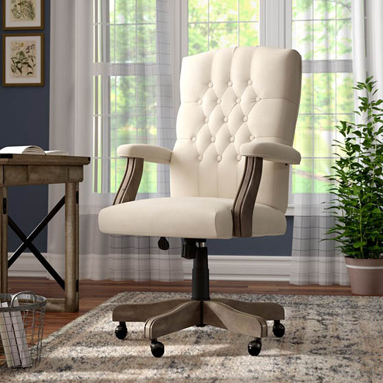Laurel Foundry Modern Farmhouse State Line Executive Chair button tufted upholstered office chairs