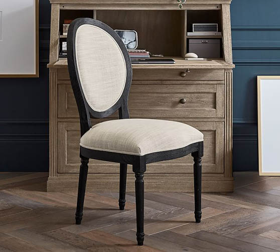 Pottery Barn LOUIS DESK CHAIR Dusty Charcoal home office upholstered desk chairs