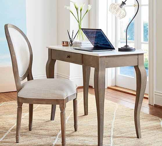 Pottery Barn Louis Desk Chair Gray Wash home office furniture upholstered
