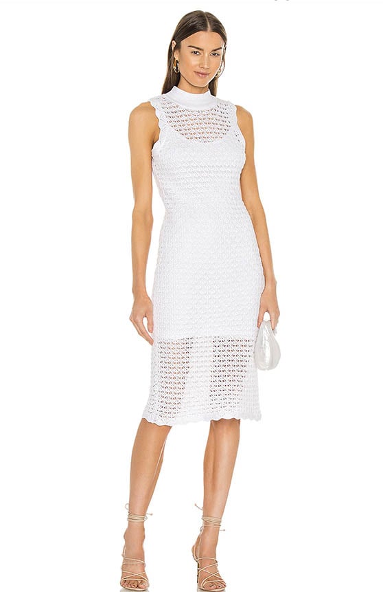525 Sleeveless Midi Dress Bleach White crochet dresses
