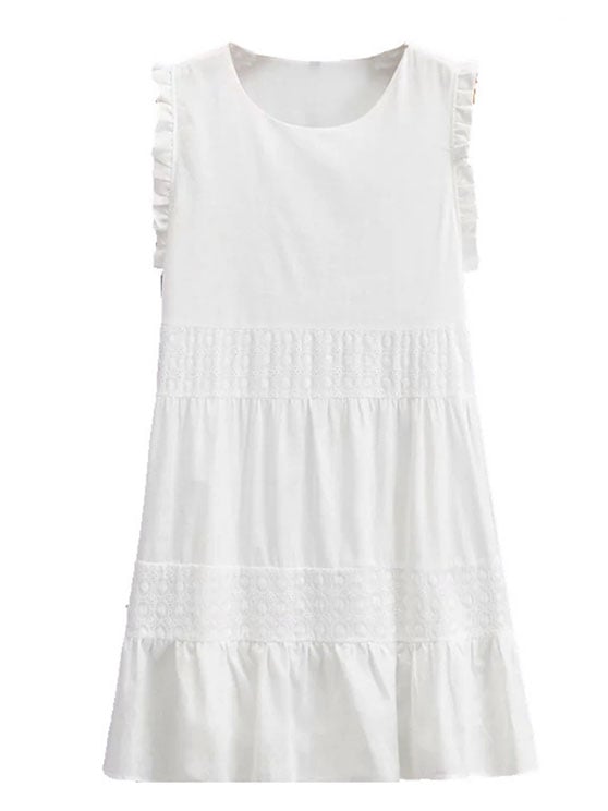 GOODNIGHT MACAROON 'KATE' CROCHET FRILLED SLEEVELESS DRESS crochet dresses spring summer