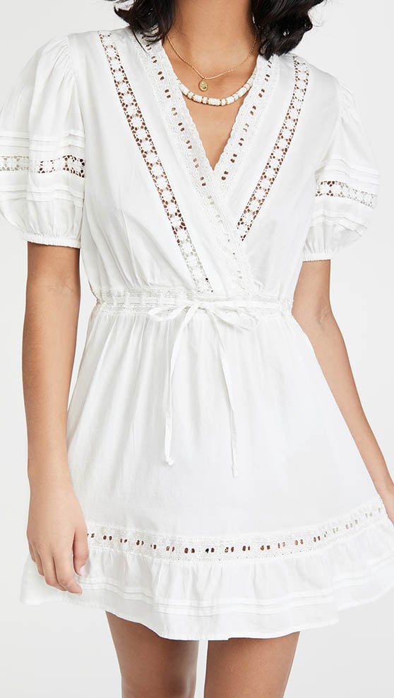 Rahi Natalia Dress White crochet dresses puff sleeves