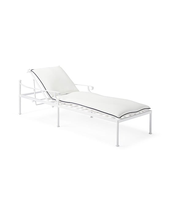 Serena and Lily Gardener Chaise with White/Navy Cushion outdoor furniture sale