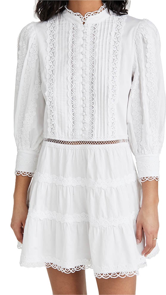 alice + olivia Clark Mandarin Collar Dress Off White crochet dresses