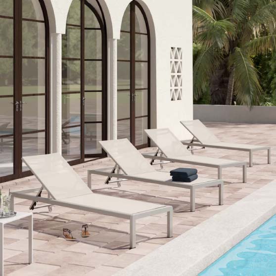 Brayden Studio Royalston Mesh Sun Lounger Set (Set of 4) outdoor chaise lounge chairs