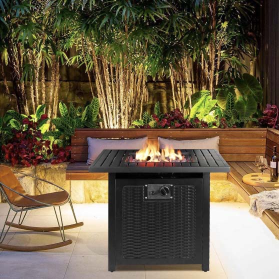 Latitude Run Josphua Steel Propane Fire Pit Table Fire pit tables