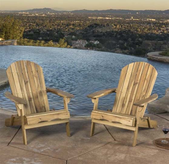 Noble House Obadiah Natural Stained Folding Wood Adirondack Chair (2-Pack) adirondack chairs