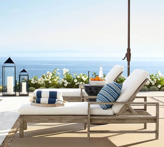 Pottery Barn Indio FSC® Eucalyptus Single Chaise Lounge chaise lounge chairs