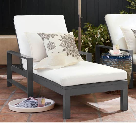Pottery Barn Indio Metal Chaise Lounge, Slate outdoor chaise lounge chairs