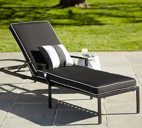 Pottery Barn Riviera Metal Chaise Lounge Black chaise lounge chairs