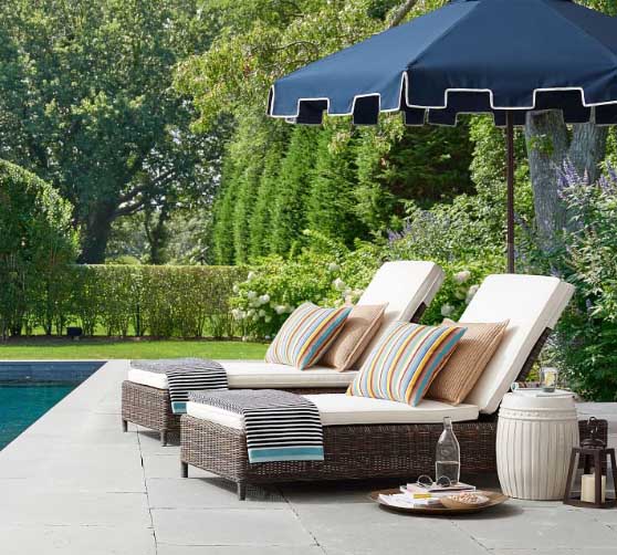Pottery Barn Torrey All-Weather Wicker Chaise Lounge, Espresso outdoor chaise lounge chairs