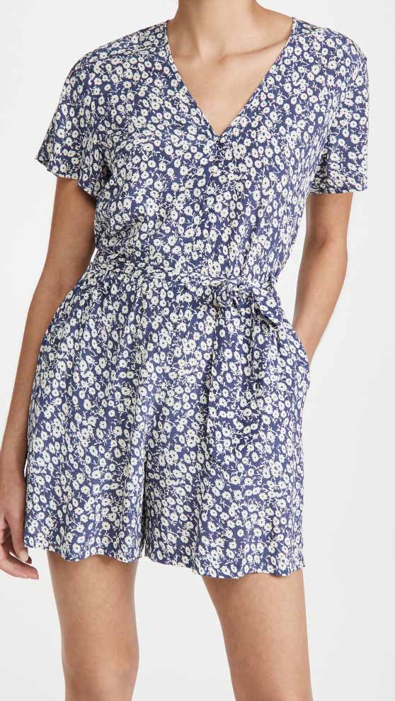 RAILS Sophia Romper Navy Camellia floral print casual rompers