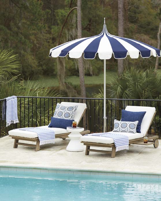 Serena and Lily Crosby Teak Chaise - Vintage Grey outdoor chaise lounge chairs
