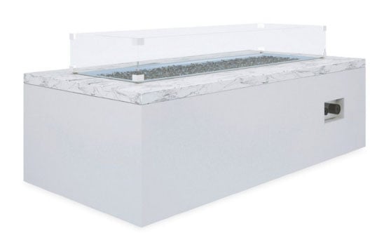 Sunset West Rectangular Marble Fire Table White fire pit tables