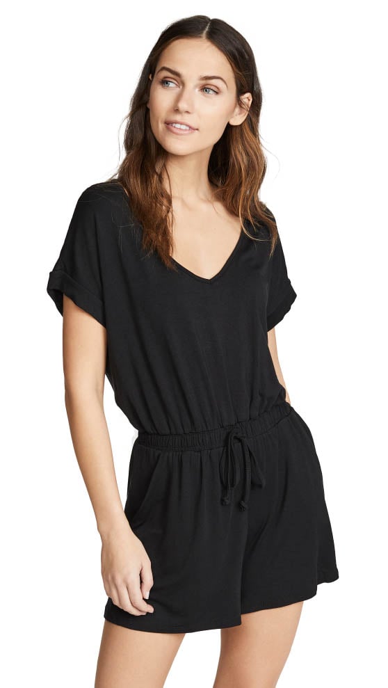 Z Supply Blaire Sleek Jersey Romper Black casual rompers