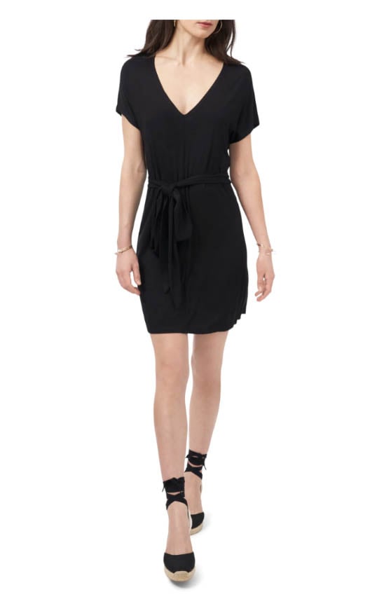 1. State V-Neck Cap Sleeve Knit Dress Rich Black summer graduation dresses