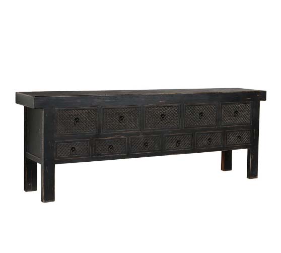 Pottery Barn Chico 93" Reclaimed Wood Console Table Antique Black rustic console tables