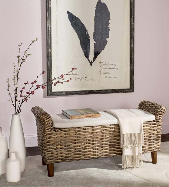 Safavieh Home Collection Palermo Brown and Eggshell Bench rattan benches