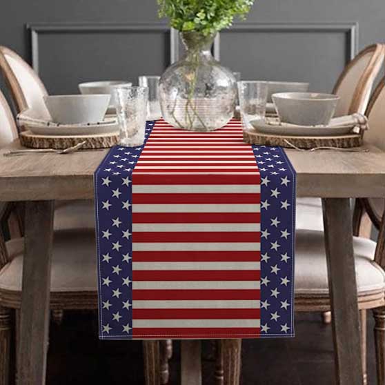 Artoid Mode Watercolor Strips and Stars Table Runner 4th of july table runners
