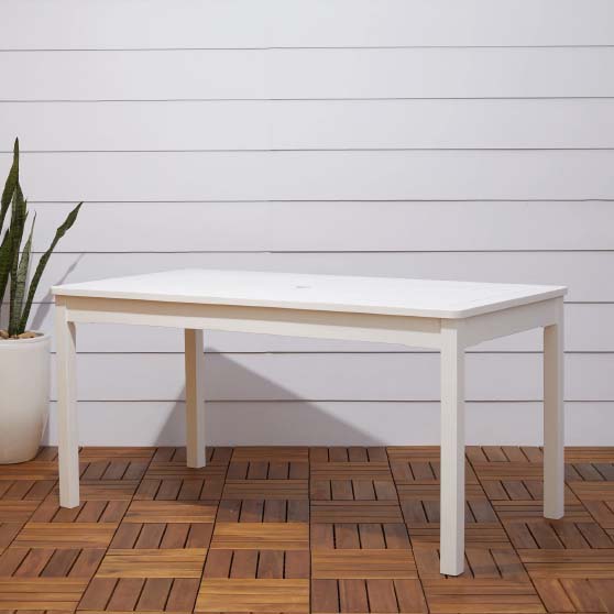 Beachcrest Home Zephyrine Wooden Dining Table white outdoor dining tables