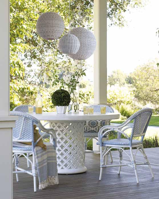 Serena and Lily Bamileke Round Dining Table White outdoor dining tables