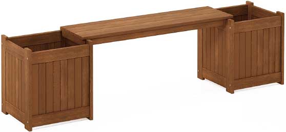 FURINNO Tioman Outdoor Hardwood Garden Decor Planter Bench, 1-Pack, Natural