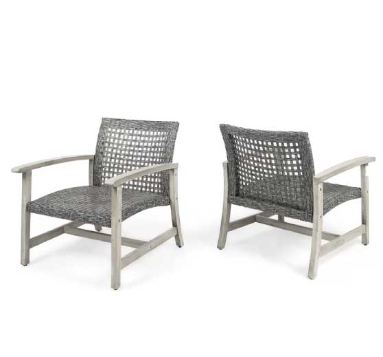 George Oliver Babers Patio Chair (Set of 2) Gray woven outdoor chairs