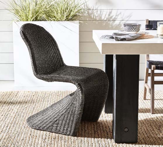 Pottery Barn Encinitas All-Weather Wicker Dining Chair Black outdoor wicker dining chairs