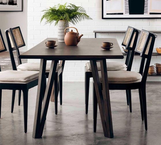 Pottery Barn Neil Dining Table Rubbed Brown modern rectangular dining tables