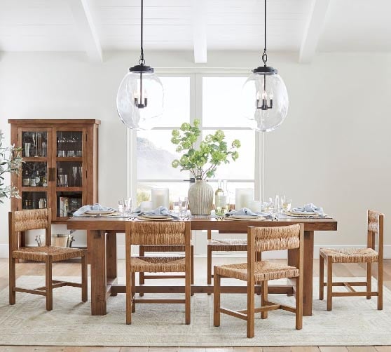Pottery Barn Reed Extending Dining Table Antique Umber modern rectangular dining tables