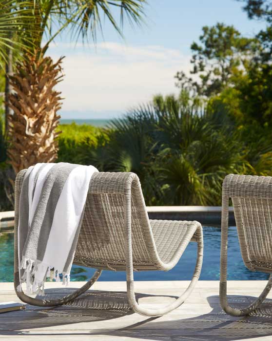 Serena and Lily Catalina Rocker woven outdoor chairs