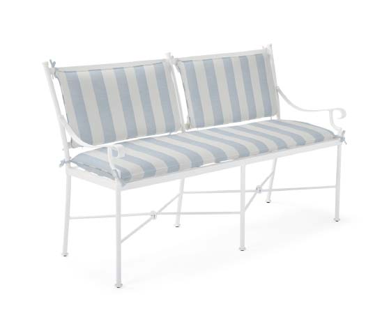 Serena and Lily Gardener Bench S&L Performance Beach Stripe Coastal Blue outdoor benches for front porch