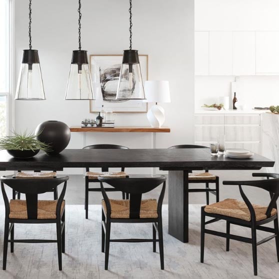 Williams Sonoma Home Knife Edge Extendable Dining Table Ebony modern rectangular dining tables