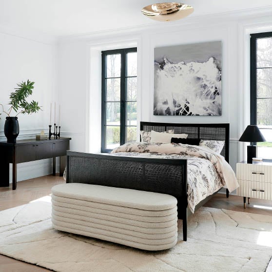 CB2 MAEVE KING BLACK CANE BED cane beds