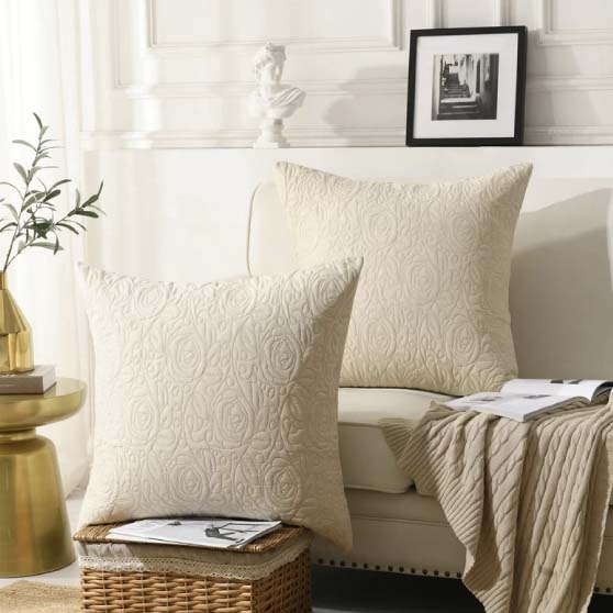Gracie Oaks Dendron Square Pillow Cover Beige neutral throw pillows