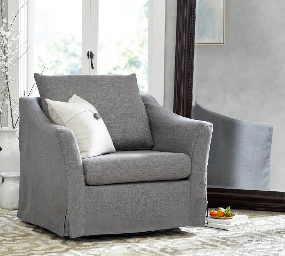 Pottery Barn Brady Slope Arm Slipcovered Swivel Armchair slipcovered armchairs